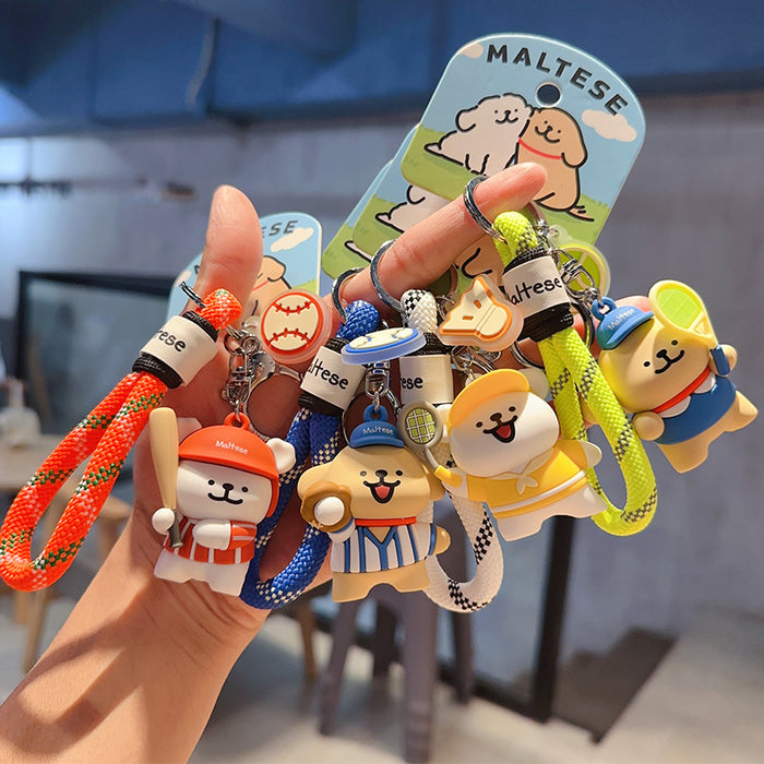 Wholesale  Sports Badminton Baseball Puppy Keychain Female Cute Couple School Bag Small Hanging Ornaments