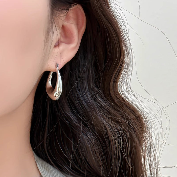 Wholesale Small niche design, high-end feel, light luxury, versatile earrings, silver water droplet earrings, exaggerated earrings, new product
