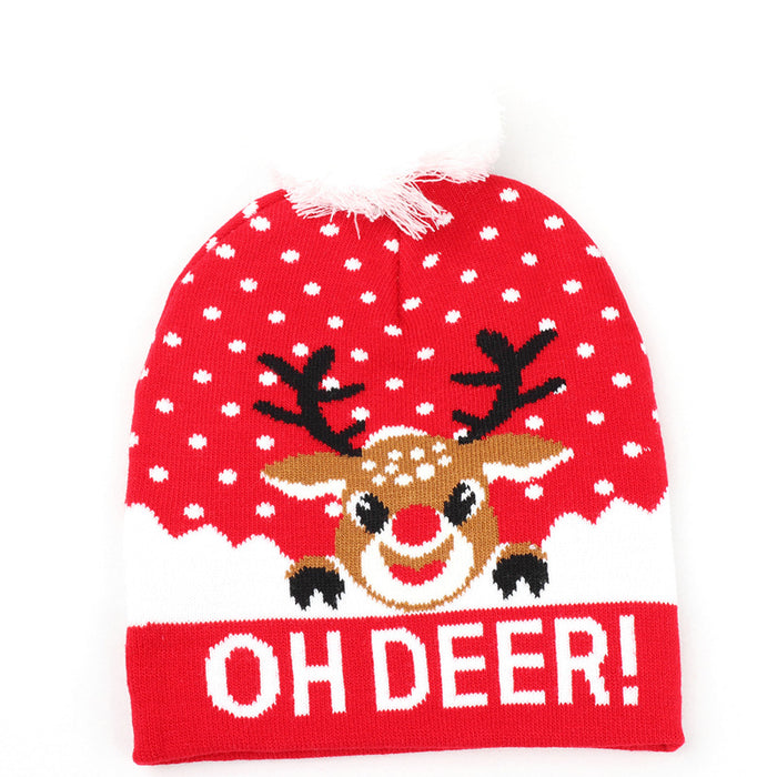 Wholesale Autumn and Winter New Christmas Knitted Jacquard Hat Unisex Warm Pullover Hat with Ball Decorative Cold Hat
