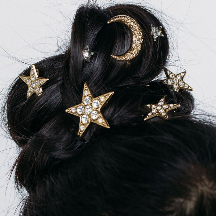 Wholesale Versatile Jewelry, Diamond studded Star Headpiece, Moon Hairpin Set for Women