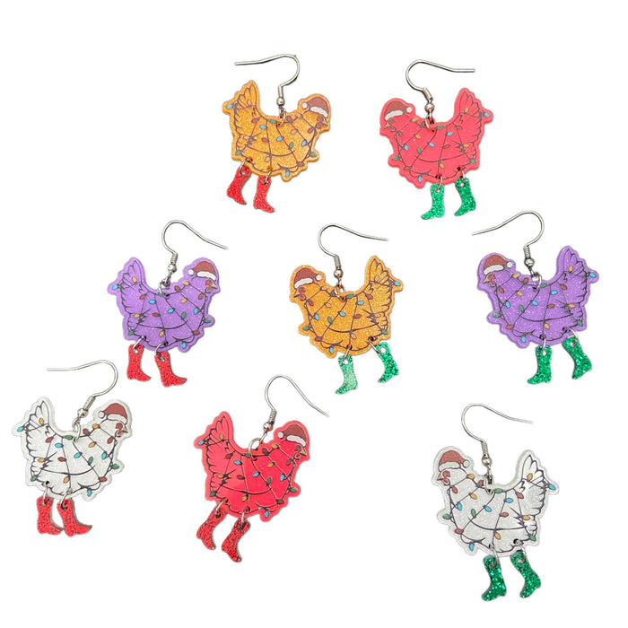 Wholesale Christmas colorful rooster earrings funny animal earrings
