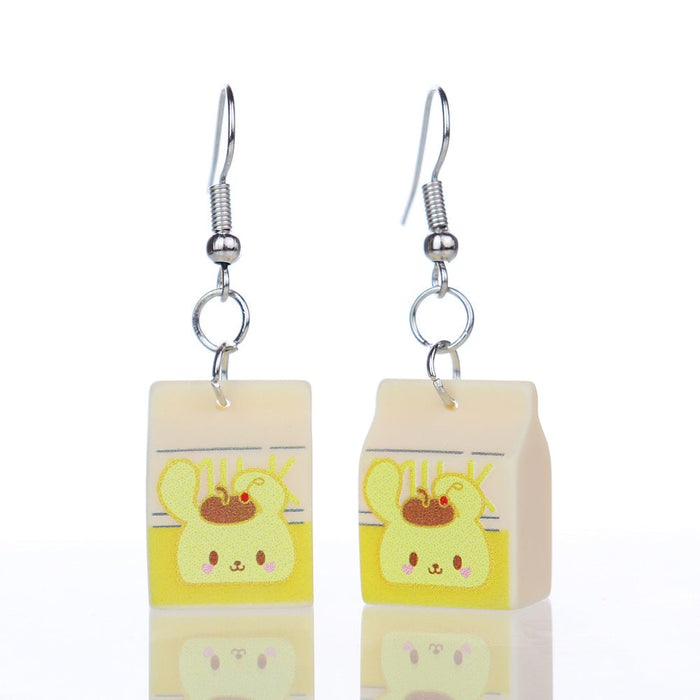 Wholesale 3D Animal Milk Cartoon Earrings JDC-NS-NiQing010