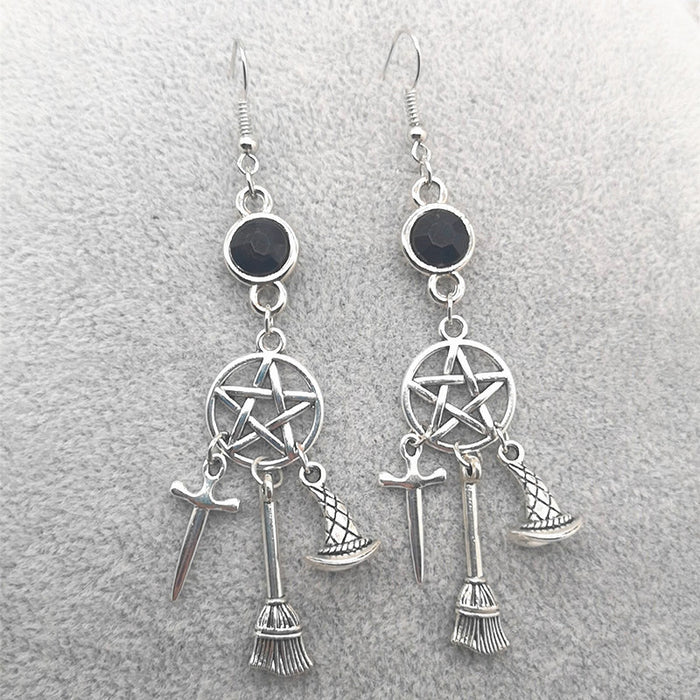 Wholesale Gothic Pentagram Sword Dagger Alloy Earrings JDC-ES-LCR002