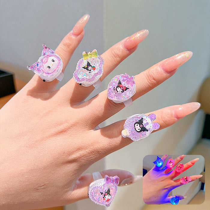 Wholesale Children' s Luminous Cartoon Ring Girls'  Birthday Gift Little Girl' s Cute Jewelry Ring Jewelry