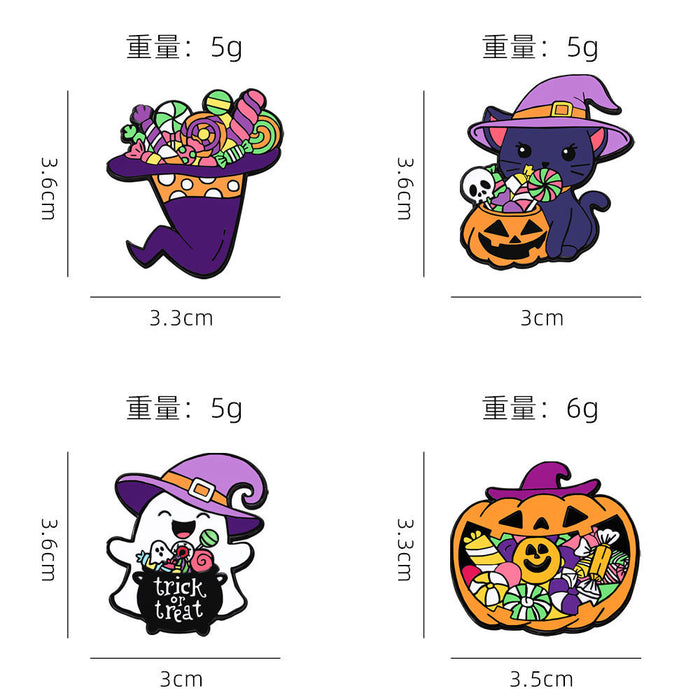 Wholesale  metal badge cute cartoon funny ghost horror pumpkin head brooch pin