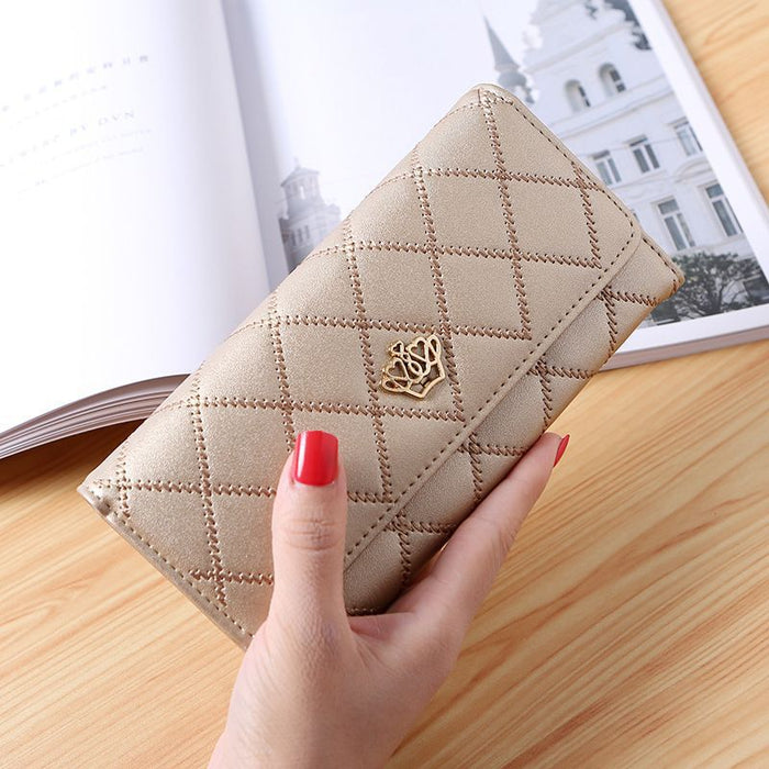 Wholesale Trendy PU Leather Large Capacity Women' s Wallet Clutch Solid Crown Pink Everyday Gift MOQ≥3
