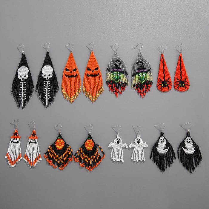 Wholesale  tassel earrings female creative skull ghost handmade rice beads earrings earrings
