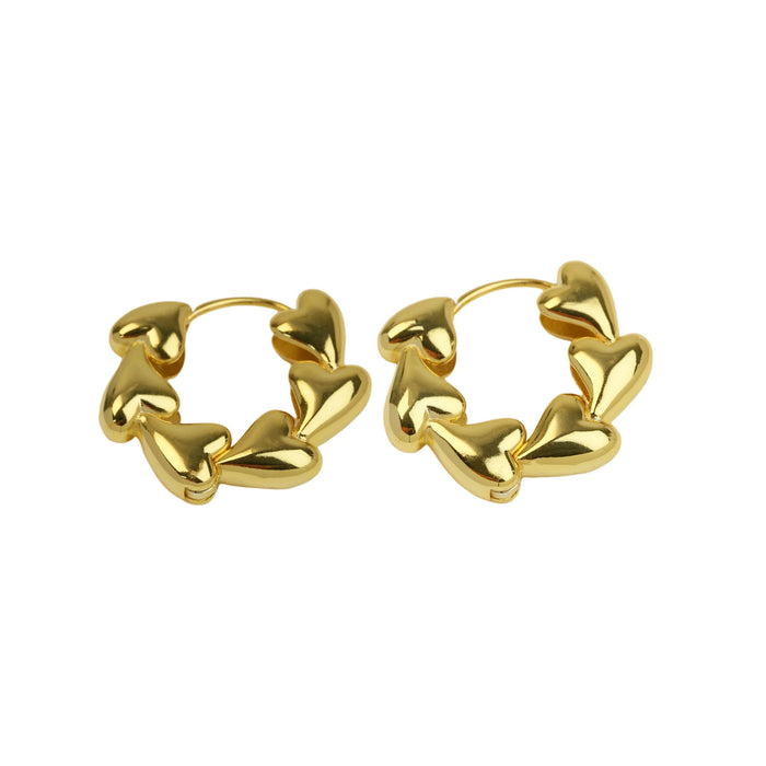 Wholesale  18k brass smooth love heart heart earrings earrings