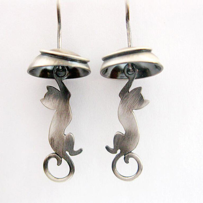 Wholesale Earring Alloy Retro Design Silhouette Cat JDC-ES-Saip101