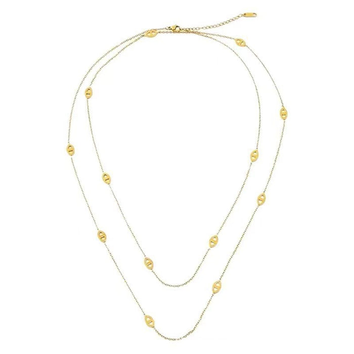 Wholesale 120cm Long Sweater Chain Double Layer Titanium Steel Necklace