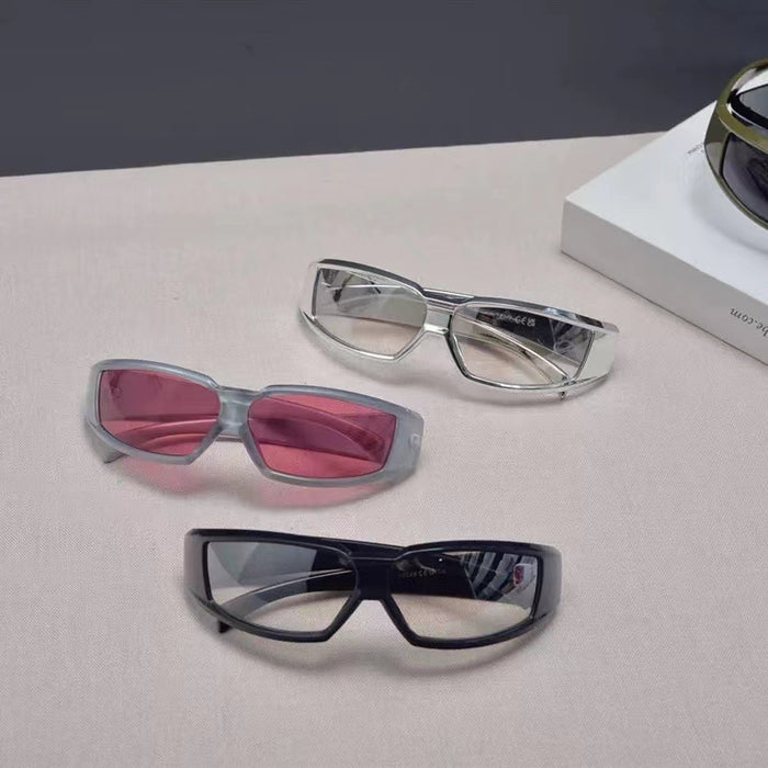 Wholesale cool square reflective silver frame sunglasses
