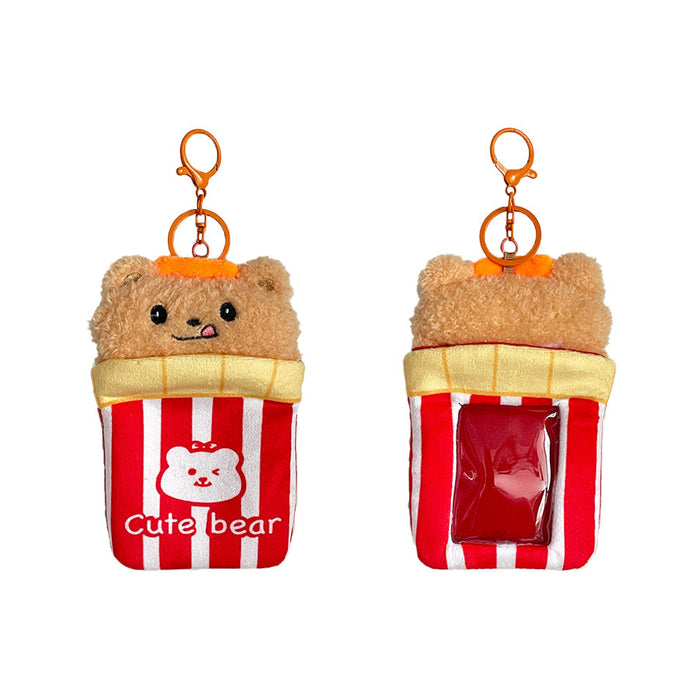 Wholesale Little Bear Plush Card Set French Fries Bear Rice Card Photo Storage Protective Set Small Card Pendant