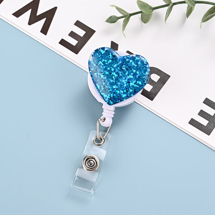 Wholesale Glitter Resin Heart Telescopic Buckle Keychain JDC-KC-ChangQi002