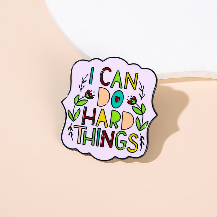 Wholesale Electroplated Metal Flower Letter Brooch Modern English Quote Pin For Casual Clothing Bags And Office Decor