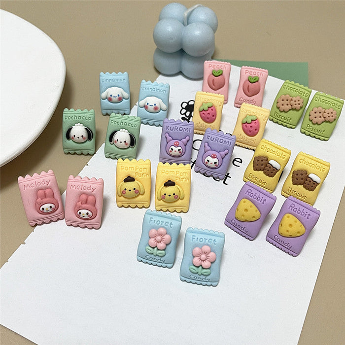 Wholesale Resin Earrings Simple Cartoon Candy Shape (S) JDC-ES-shier006