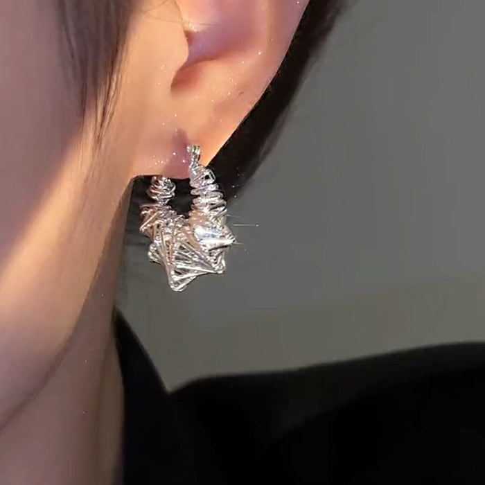 Wholesale Matte silver color winding metal earring