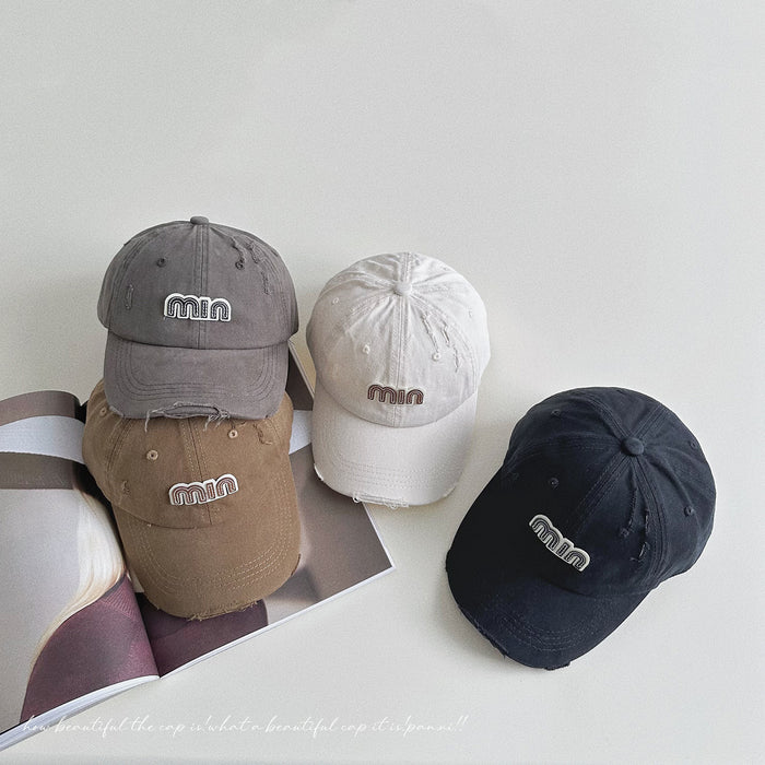 Wholesale Children's retro vintage baseball cap, three-dimensional letter duckbill cap, niche sun hat