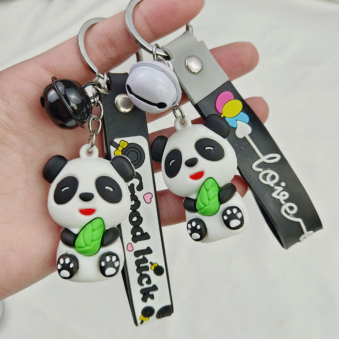 Wholesale  Cute cartoon panda keychain PVC  doll schoolbag pendant