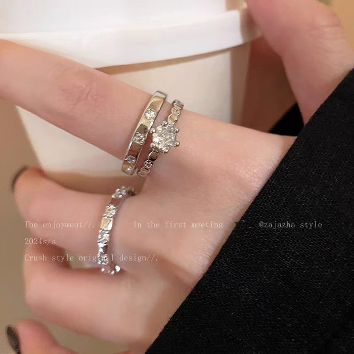 Wholesale Simple zircon open adjustable ring set