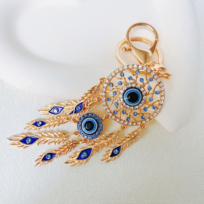 Wholesale Pink Dream Catcher Keychain Rhinestone Tassel Feather Zinc Alloy Chic Gift MOQ≥12