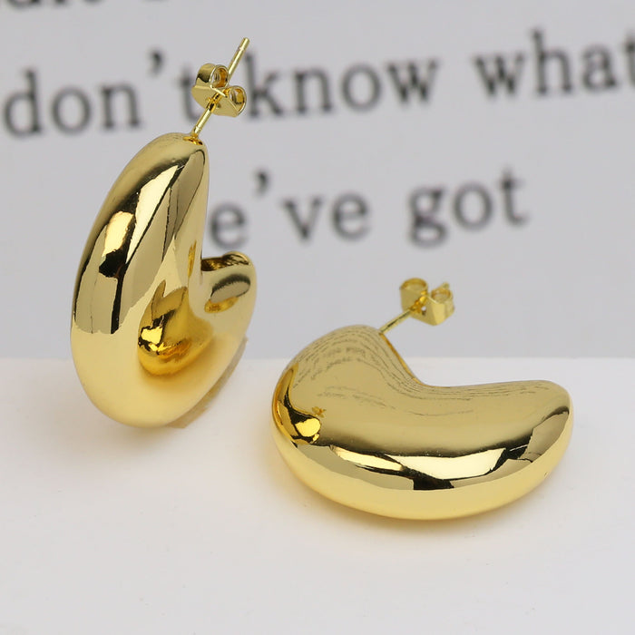 Wholesale 2PCS 18K Gold Brass Exaggerated Three-dimensional Simple Large Earrings JDC-ES-BaiYi009