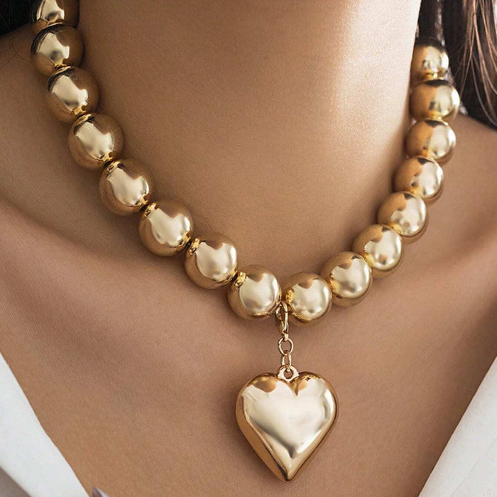 Wholesale Jewelry round beaded heart pendant necklace