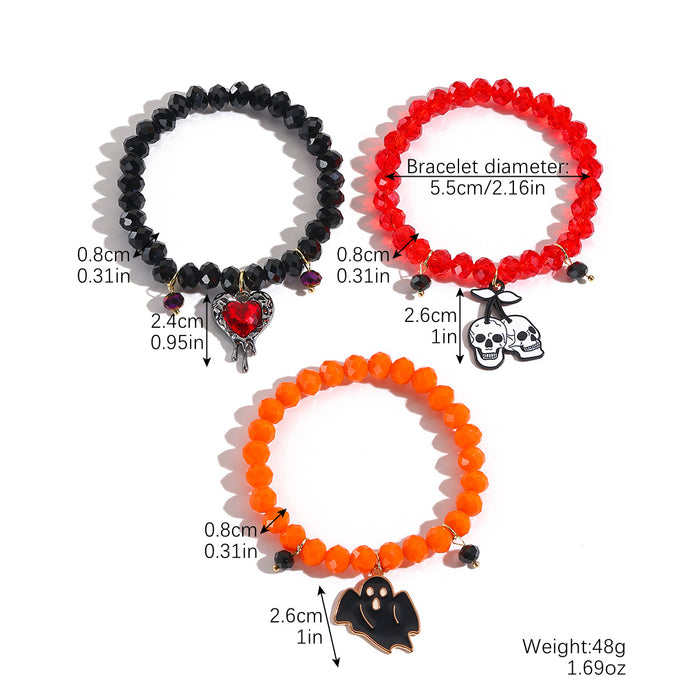 Wholesale Bracelet suit Beads Orange Pumpkin Skull Pendant Halloween Bracelet