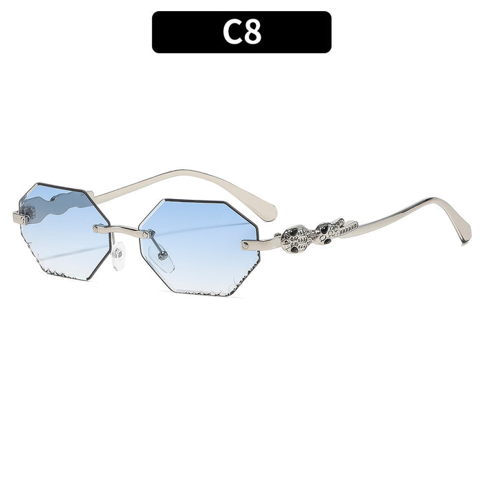 Wholesale Gold Rimless Octagonal Women' s Sunglasses - Fashion Accessory for Sun Protection and Daily Wear