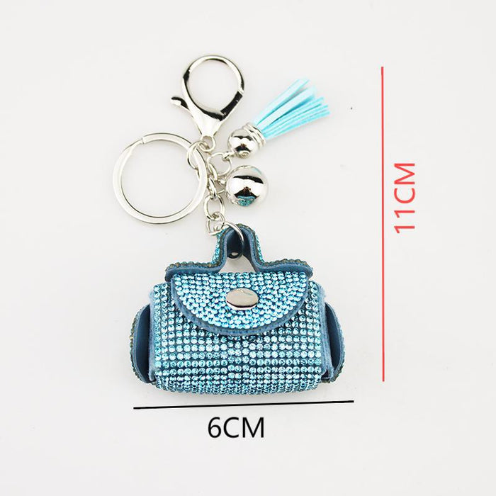 Wholesale Artificial Crystal Bag Charm Keychain With Rhinestone Tassel Stylish White Pendant For DIY Accessory And Boutique Resale