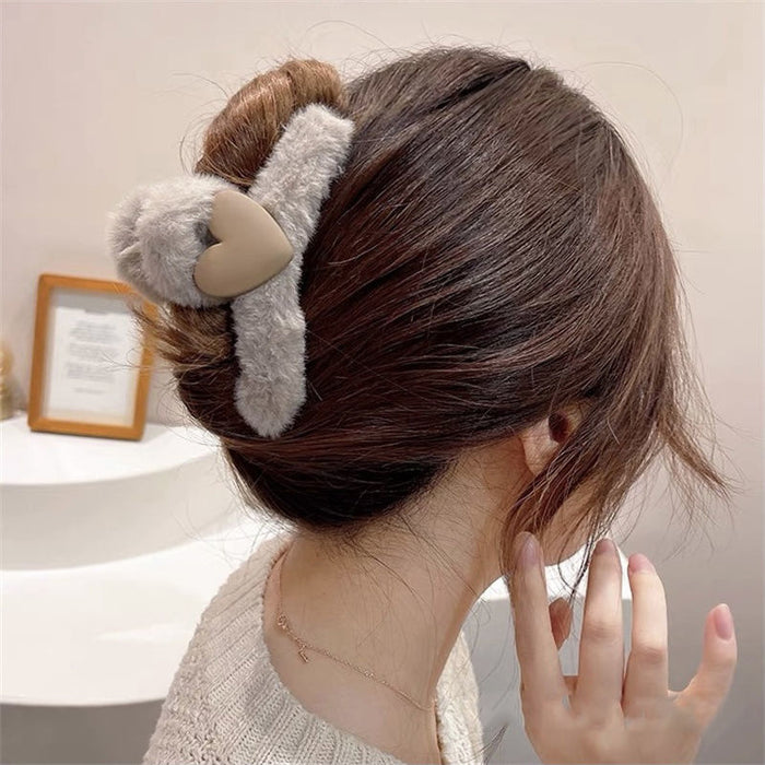 Wholesale Large plush claw clip,  brown color