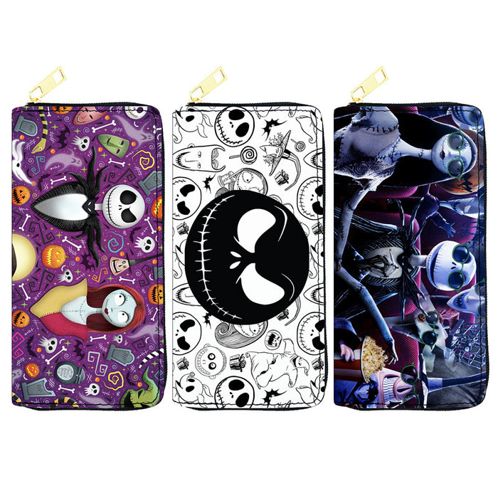 Wholesale 5pcs Cartoon Skull Print Long PU Wallet JDC-WT-JiRui013