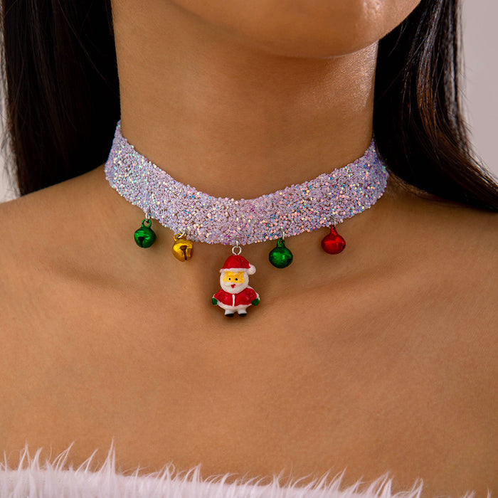 Wholesale Cloth Lace Pom-Pom Santa Pendant Necklace Fashion Jewelry Accessory MOQ≥2