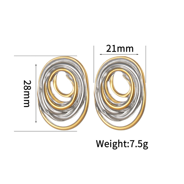 Wholesale Stainless Steel Mixed Color Two-Tone Titanium Steel Earring Set