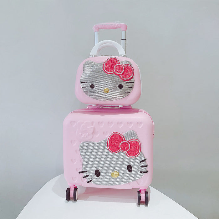 Wholesale Children's Cat Pink Trolley Suitcase with Rhinestones JDC-CS-MingJu002