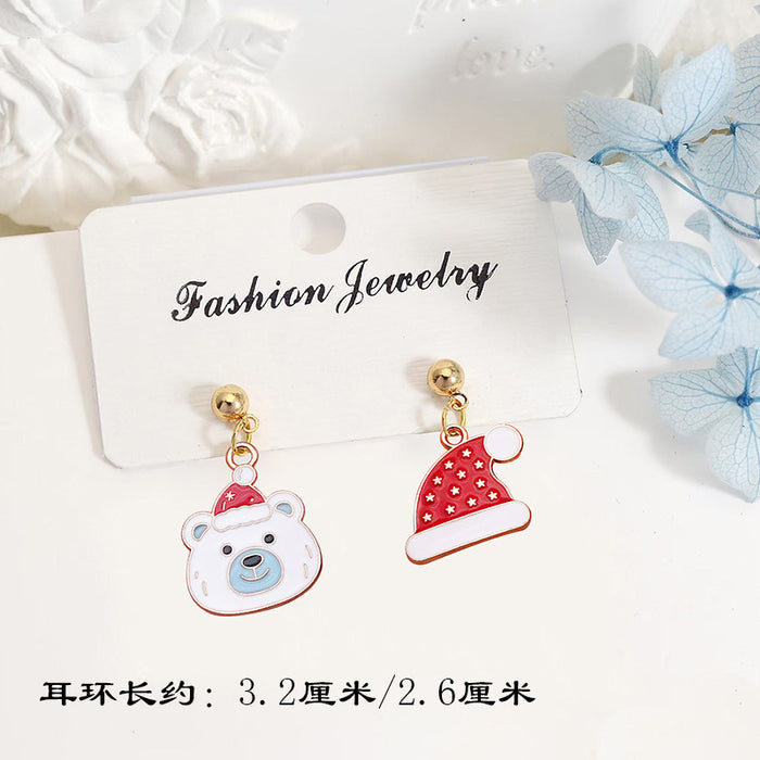 Wholesale Metal Electroplated Christmas Earrings Snowflake Elk Design Chic Fashion Access MOQ≥2 MOQ≥