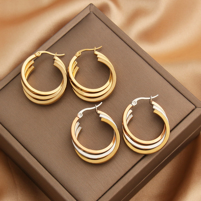 Wholesale C Shape Stainless Steel Earrings Multilayer Earrings JDC-ES-BaiTian009