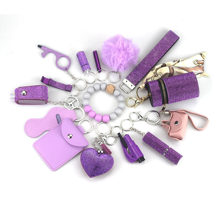 Wholesale Silver Self Defense 15 Piece Keychain Set For Adults Everyday Carry Gift