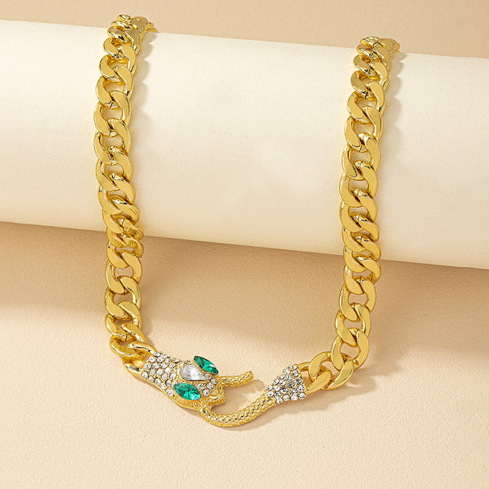 Wholesale Serpentine metal chain necklace collarbone chain New year ins hip-hop trendy cool accessories