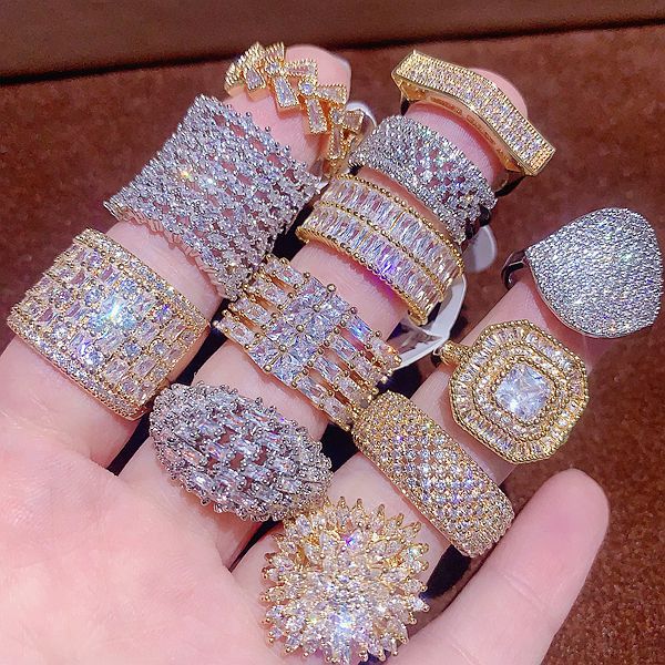 Wholesale Heavy-duty full-diamond zircon micro-pave ring