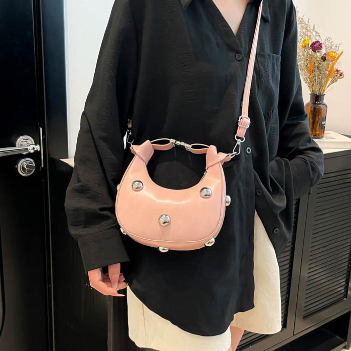 Wholesale Trendy Rivet Crescent Bag Street Fashion Small PU Crossbody