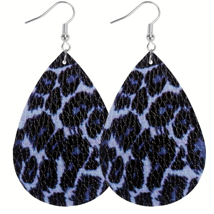 Wholesale Classic Holiday Style Leopard Print Cow Pattern Women' s Leather Earrings Double-Sided Printing Random Pattern