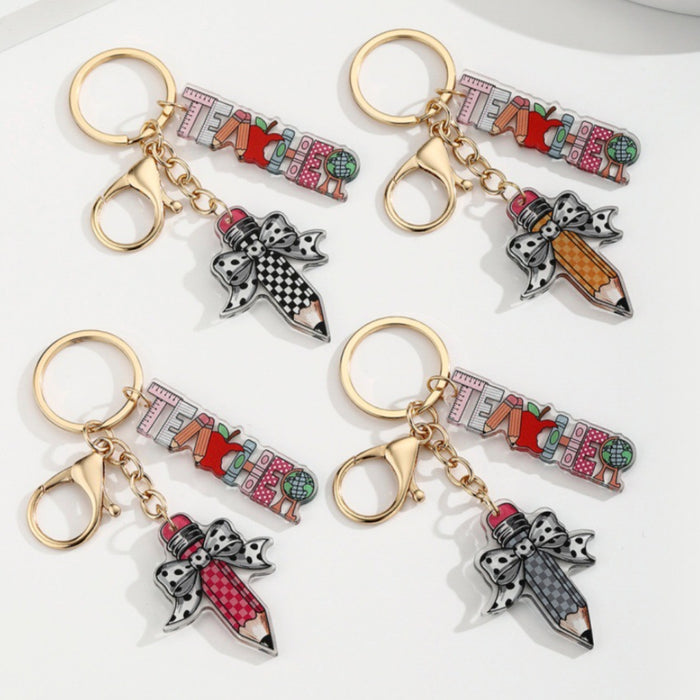 Wholesale Bow Pencil Letter Strip Keychain