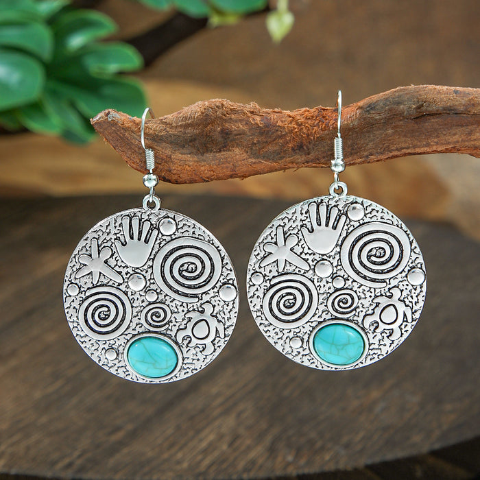 Wholesale 2pcs Bohemian Turquoise Retro Distinctive Earrings