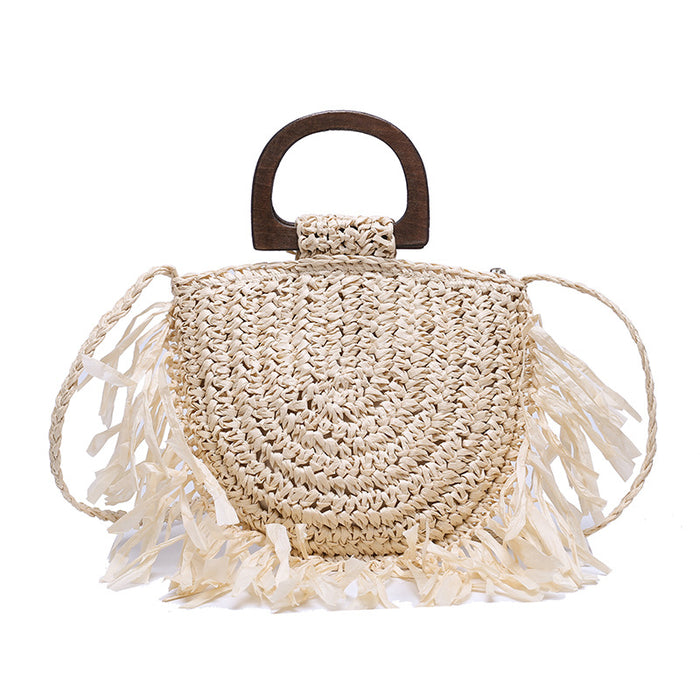 Wholesale country style half round tassel crossbody bag JDC-SD-FangPu005