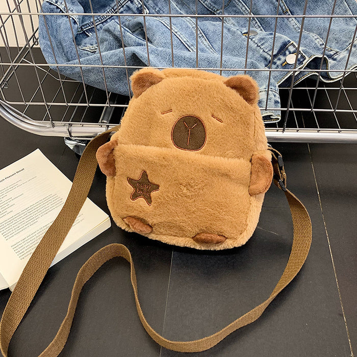 Wholesale Kapibala Children's Plush Bag Female Cute Capybara Shoulder Bag Cartoon Animal Doll  Portable Crossbody Bag