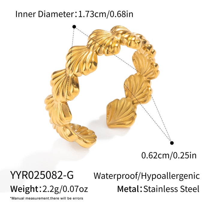 Wholesale Stainless steel color blocked shell open ring, niche and versatile jewelry wholesale