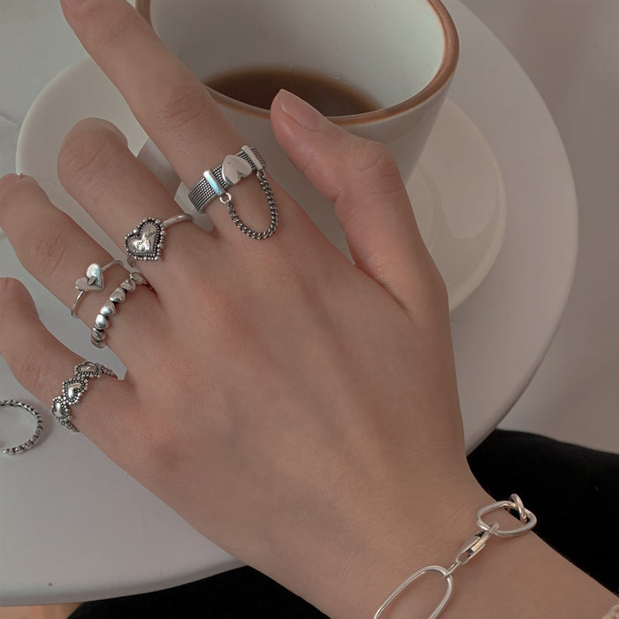 Wholesale Exaggerated lines gold irregular teardrop ring set