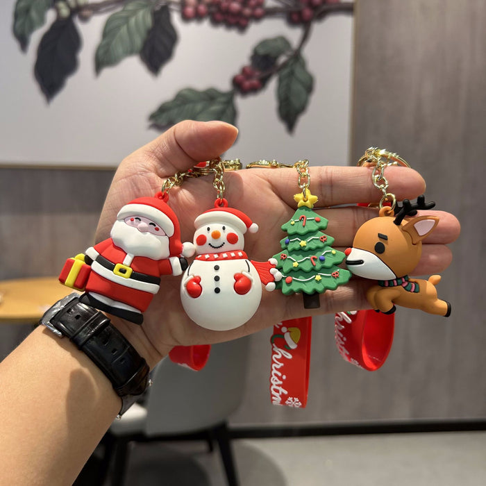 Wholesale PVC Santa Claus Christmas Tree Cartoon Doll Keychain JDC-KC-WuYi137