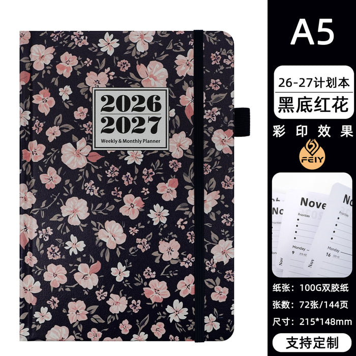 Wholesale Imitation Leather Blue Floral A5 Planner Notebook - Decorative Fashion Accessory