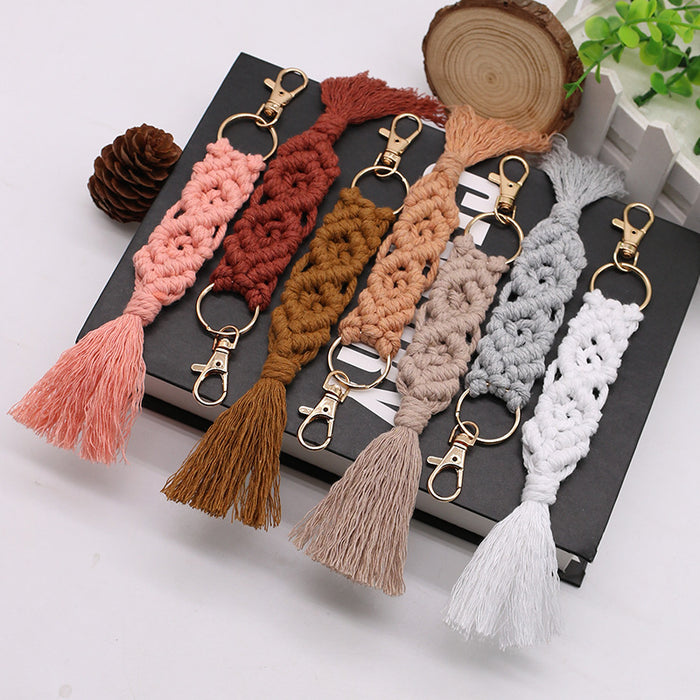 Wholesale Cotton Rope Hand-woven Tassel Keychain JDC-KC-LanXuan001